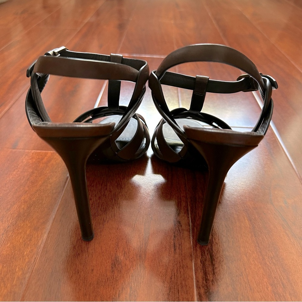 Saint Laurent Tribute Toffee Brown Woven Calf Leather High Heeled Sandals - Picture 7 of 15